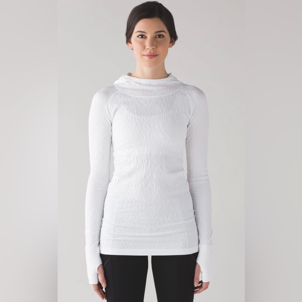 Lululemon Rest Less Hoodie Heathered White Thumb Holes